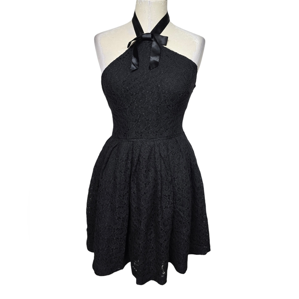 Rodarte For Target Black Bow Halter Sleeveless Mini Side Zip Dress S